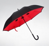 2016 new invention umbrella and upside down umbrella with C handle reverse umbrella