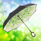 Green Leaf Inside Layer Invertion Umbrellas
