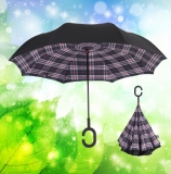 Tartan Inside Printed Inverted Umbrellas