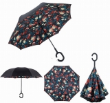 Auto open/manual open reverse umbrellas with c handle