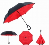 Reverse umbrellas with c handle for pink flower color